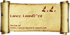 Lencz Leonárd névjegykártya